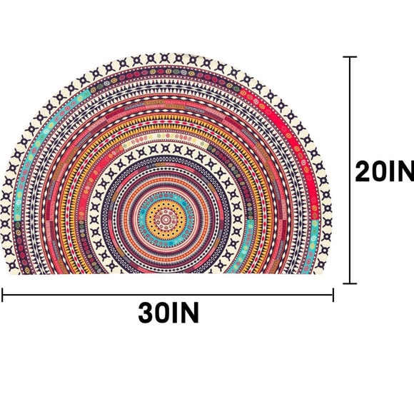 Boho Half Round Super Absorbent Thin Rubber Non-slip Bottom Shower🛁Rug - Picture 5 of 10